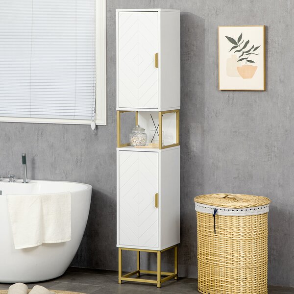 Kleankin Dulap baie cu dulapuri si compartimente deschise, mobilier pentru baie de dimensiuni reduse din MDF | Aosom Romania