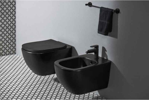 Vas WC suspendat Ideal Standard, Tesi RimLS+, negru mat