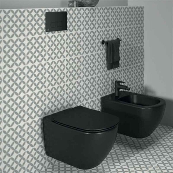 Vas WC suspendat Ideal Standard, Tesi RimLS+, negru mat