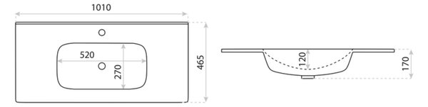 LaVita Minnesota lavoar 101x46.5 cm dreptunghiular mobilier-încastrat alb luciu 5900378319535