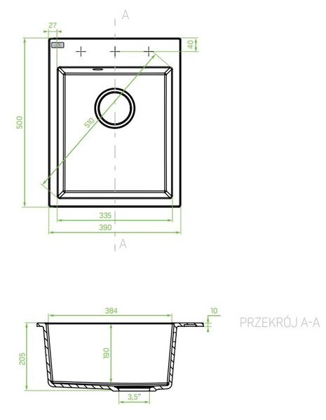Laveo Monchichi chiuvetă din granit 50x39 cm gri/grafit/onix SBO510Y