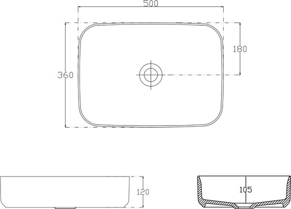 Isvea Infinity lavoar 50x36 cm dreptunghiular de blat alb luciu 10NF65050