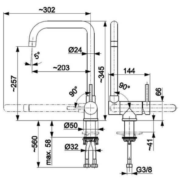 KFA Armatura Theta II baterie bucătărie pe picior inox 6823-915-22
