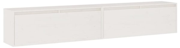 Dulapuri de perete 2 buc., alb, 100x30x35 cm, lemn masiv de pin
