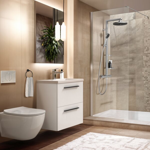 Ideal Standard Alu+ set de duș perete cu termostat cu duș de ploaie crom BD583SI