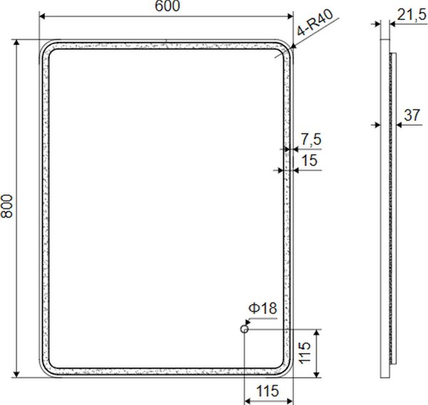 Excellent Corido oglindă 60x80 cm dreptunghiular cu iluminare cu covoraș de încălzire auriu DOEX.CO080.060.GB