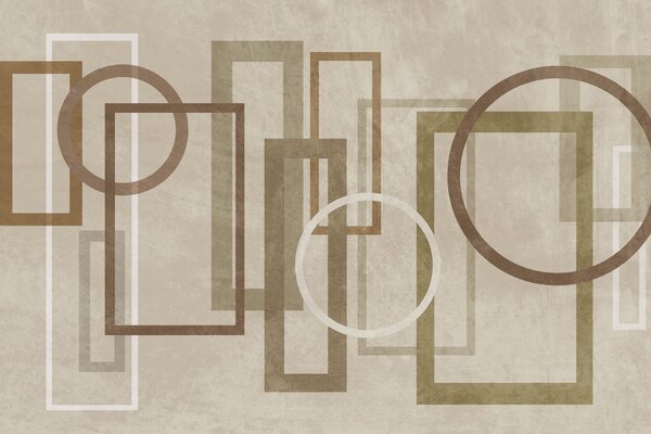 Tapet Forme geometrice și texturate, inclusiv dreptunghiuri și cercuri, în nuanțe de pământ, Imagini de fundal unice, w10031v1 : Uwalls.ro