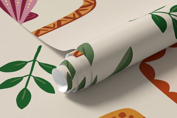 Tapet Model colorat cu animale, plante și fructe, Imagini de fundal unice, w05885 : Uwalls.ro
