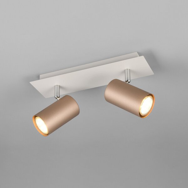 Trio Lighting Spot de plafon Marley maro/gri deschis 30 x 9 cm 2 becuri din metal, reglabil, Maro / Rugină, Camera de zi / sufragerie, Metal, Modern, Plafon cu flacără multiplă