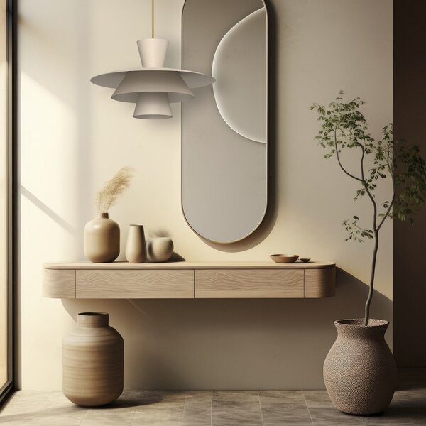 Luminex Lampă suspendată Plato, bej, metal, Ø 38 cm, E27, reglabil, Bej, Camera de zi / sufragerie, Metal, Modern
