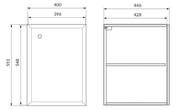 Cersanit Milagros dulap 40x44.6x55.1 cm laterala pe perete alb S1022-004