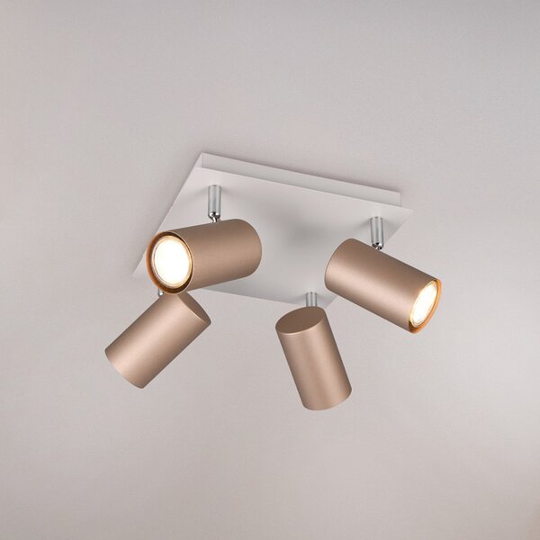 Trio Lighting Spot de plafon Marley maro/gri deschis 24 x cm 4 becuri din metal, reglabil, Maro / Rugină, Camera de zi / sufragerie, Metal, Modern, Plafon cu flacără multiplă
