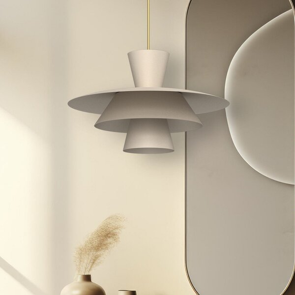 Luminex Lampă suspendată Plato, bej, metal, Ø 38 cm, E27, reglabil, Bej, Camera de zi / sufragerie, Metal, Modern