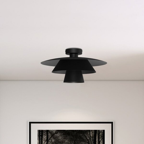 Luminex Plafonieră Plato, negru, metal, Ø 38 cm, E27, reglabil, Negru, Camera de zi / sufragerie, Metal, Modern