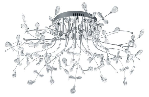 HELL Plafonieră Crystal, crom, 77 cm, reglabil, Metalic, Camera de zi / sufragerie, Metal, Modern, Plafon rotund direct