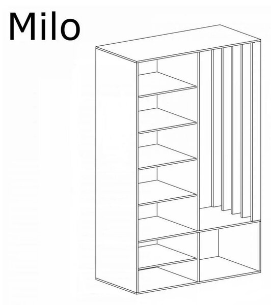 Cuier mobila hol MILO, stejar artisan/negru, PAL laminat/metal, 100x33