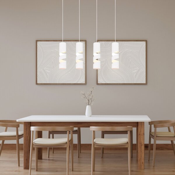 Trio Lighting Lampă suspendată Stream, alb, lungime 80 cm 4 becuri din metal GU10, reglabil, Alb, Camera de zi / sufragerie, Metal, Modern