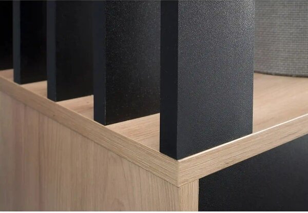 Cuier mobila hol MILO, stejar artisan/negru, PAL laminat/metal, 100x33