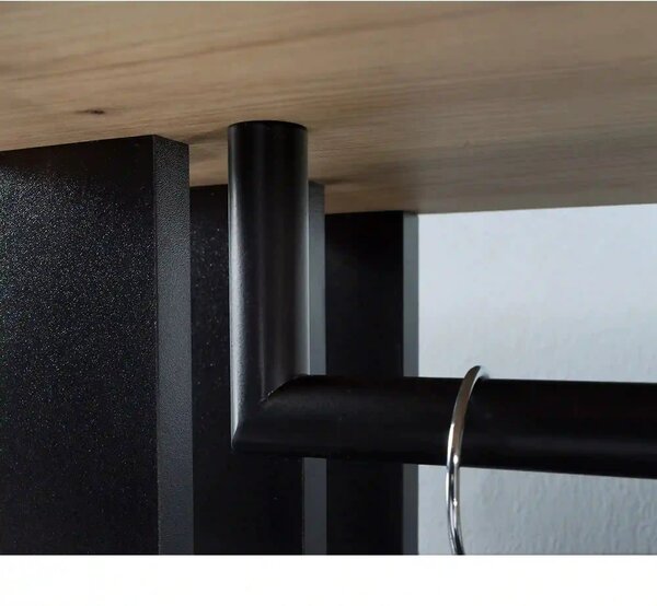 Cuier mobila hol MILO, stejar artisan/negru, PAL laminat/metal, 100x33