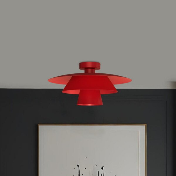 Luminex Plafonieră Plato, roșu, metal, Ø 38 cm, E27, reglabil, Roșu, Camera de zi / sufragerie, Metal, Modern