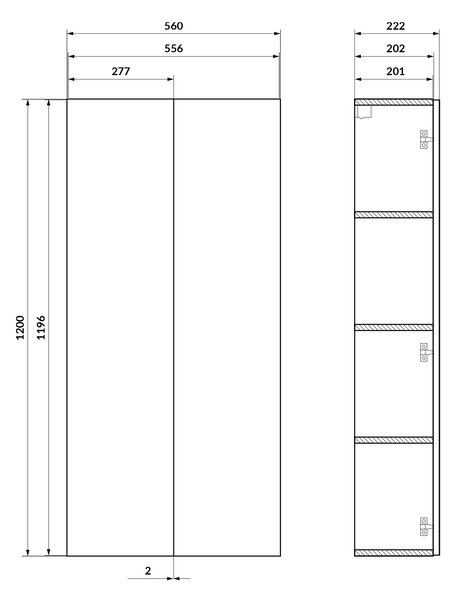 Cersanit Moduo construcția cadru 56x22.2x120 cm laterala pe picioare bej S1026-055