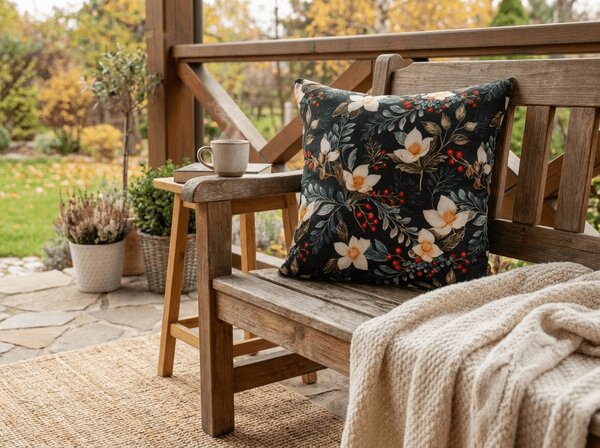 Husa pentru perna din microfibra WINTER MAGNOLIA 45x45 cm, colorat