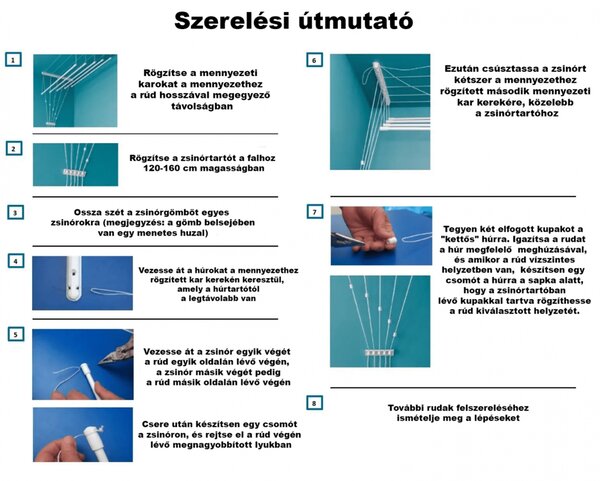 Uscător de rufe Ideal plafon 6 bare, 150 cm, 150 cm