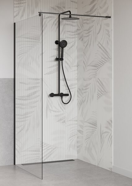 Cersanit Zen set de duș perete cu termostat cu duș de ploaie negru S951-783