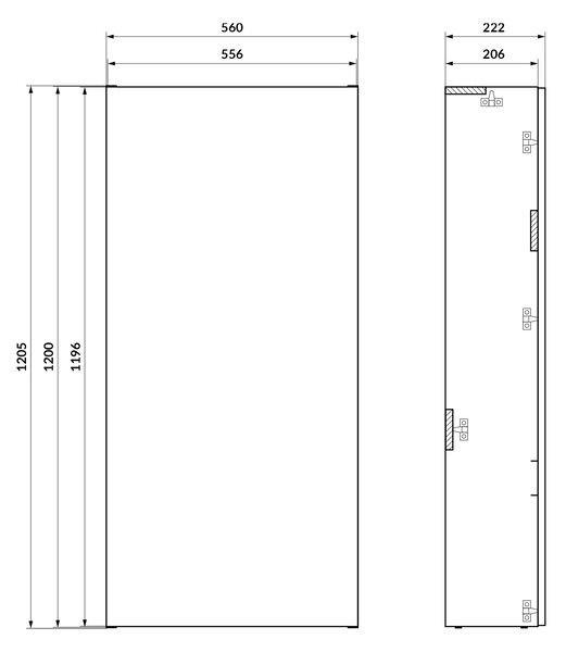 Cersanit Moduo construcția cadru 56x22.2x120 cm laterala pe picioare stejar S1026-036