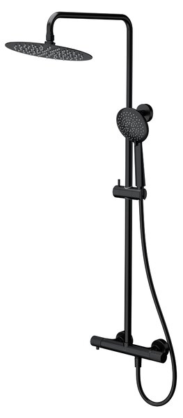Cersanit Zen set de duș perete cu termostat cu duș de ploaie negru S951-783