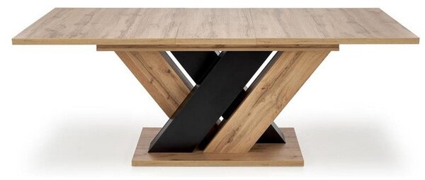 Masa extensibila BRANDON, stejar wotan/negru, PAL laminat, 160/200x90x