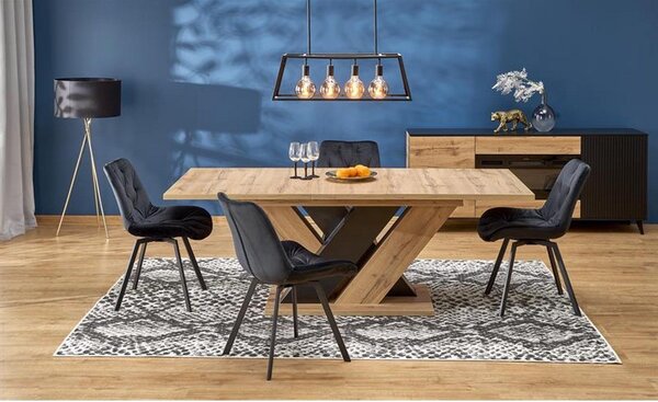 Masa extensibila BRANDON, stejar wotan/negru, PAL laminat, 160/200x90x