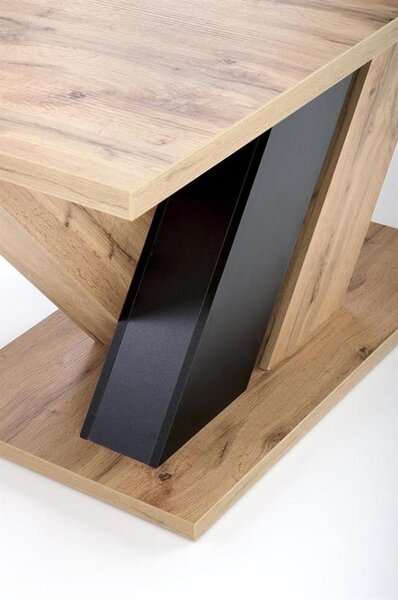 Masa extensibila BRANDON, stejar wotan/negru, PAL laminat, 160/200x90x