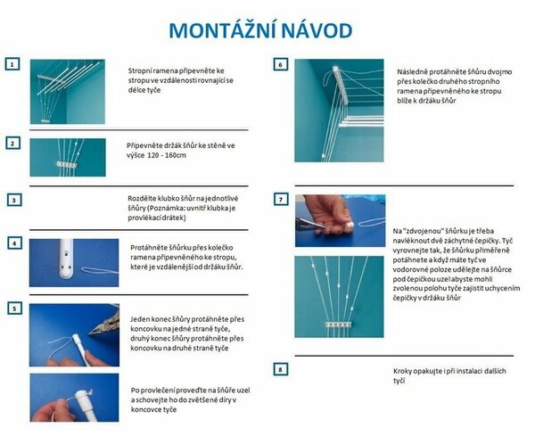 Uscător de rufe Ideal plafon 6 bare, 150 cm, 150 cm