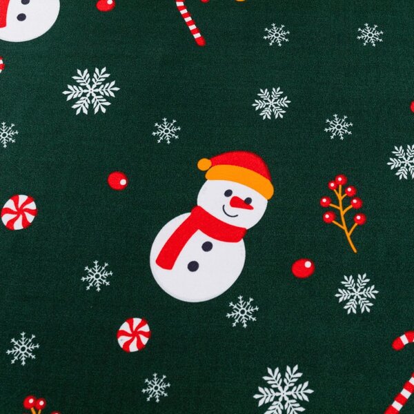 Cearsaf din microfibra SNOWMAN AND GINGERBREAD verde 90x200 cm