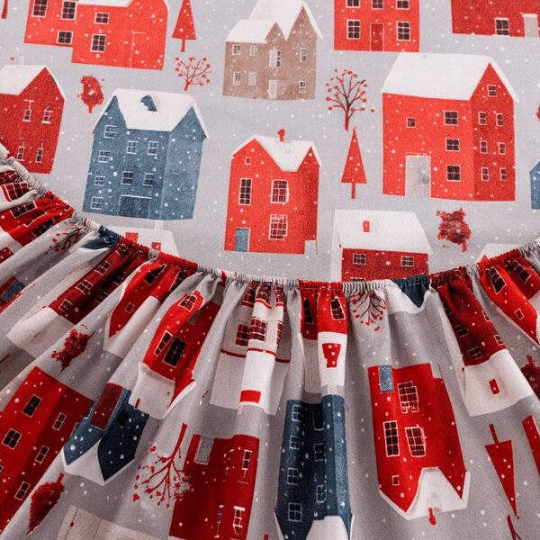 Cearsaf din microfibra WINTER COTTAGE gri 90x200 cm