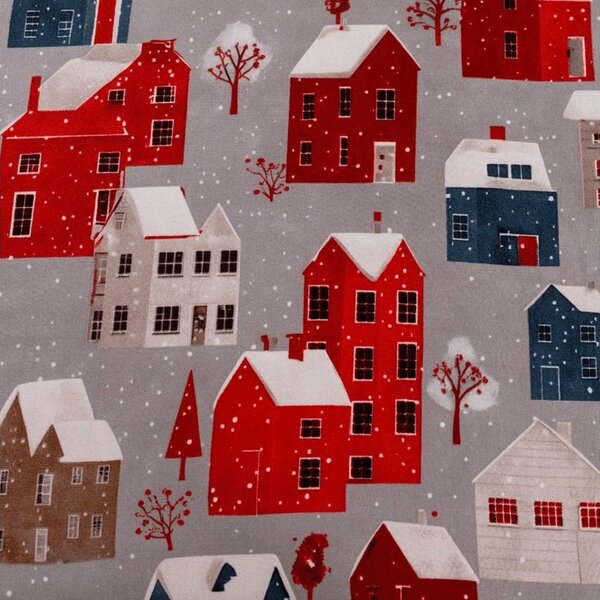 Cearsaf din microfibra WINTER COTTAGE gri 90x200 cm