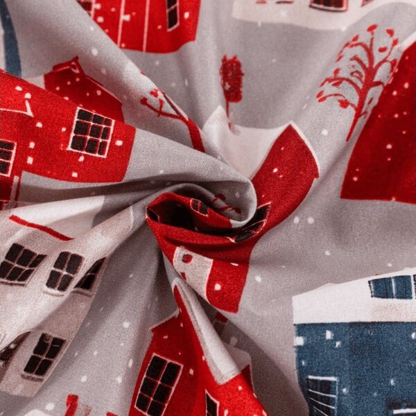 Cearsaf din microfibra WINTER COTTAGE gri 90x200 cm