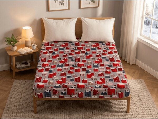 Cearsaf din microfibra WINTER COTTAGE gri 90x200 cm