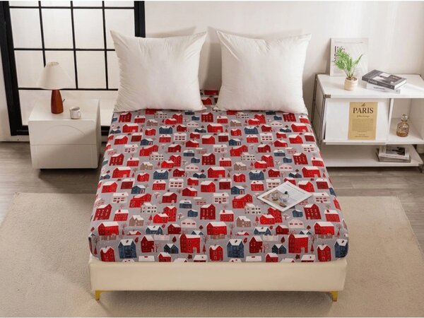 Cearsaf din microfibra WINTER COTTAGE gri 90x200 cm