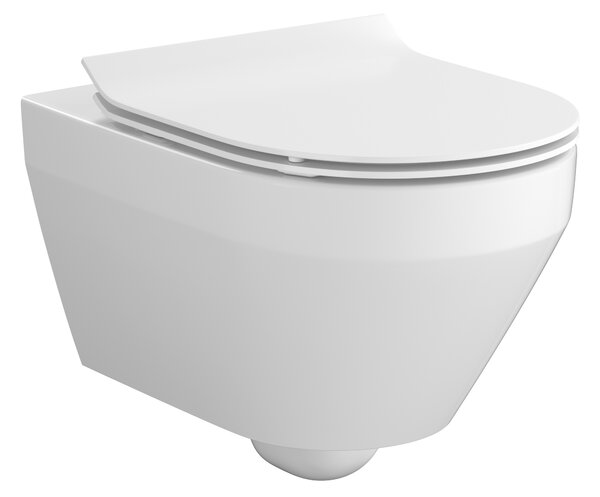 Cersanit Crea vas wc cu capac soft-close agăţat fără margine cu spălare turbionară alb lucios S701-927