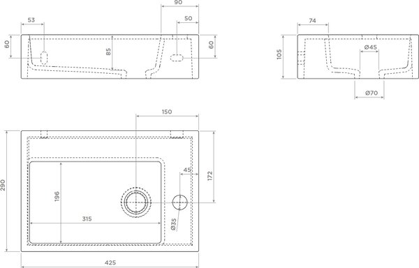 Clou Flush lavoar 42.5x29 cm dreptunghiular clasică-de blat alb luciu CL/03.03220