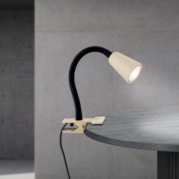 ORION Lampa cu clemă Dotty, kaki, înălțime 33 cm, GU10, Bej, Camera de zi / sufragerie, Metal, Modern
