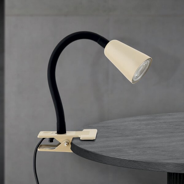 ORION Lampa cu clemă Dotty, kaki, înălțime 33 cm, GU10, Bej, Camera de zi / sufragerie, Metal, Modern