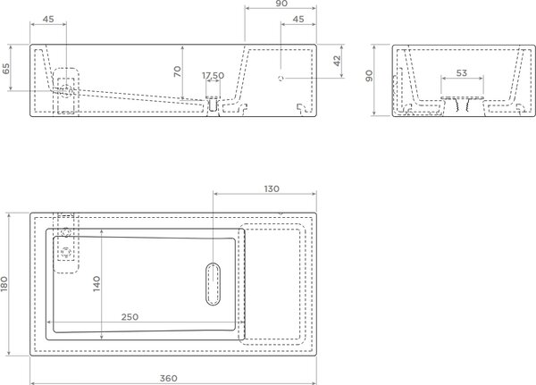 Clou Flush lavoar 36x18 cm dreptunghiular clasică-de blat maro/bej mat CL/03.81031