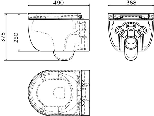 Clou Hammock vas wc cu capac soft-close agăţat fără margine alb lucios CL/04.01080