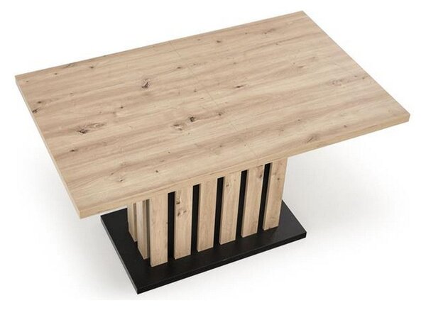 Masa extensibila LAMELLO, stejar/negru, PAL laminat, 130/180x80x76 cm