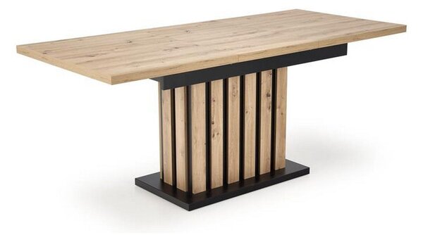 Masa extensibila LAMELLO, stejar/negru, PAL laminat, 130/180x80x76 cm