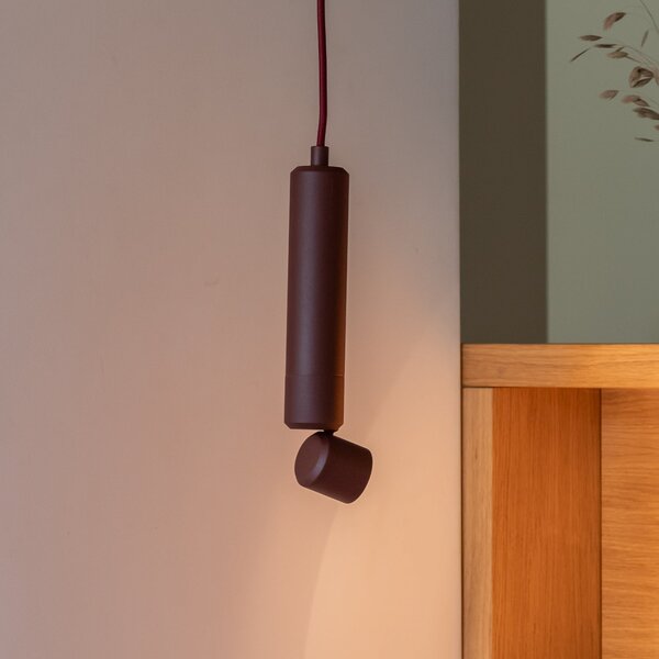 IT´S ABOUT ROMI IT'S – Lampă suspendată LED Milan, roșu burgund, Ø 6 cm, Roșu, Camera de zi / sufragerie, Aluminiu, Modern