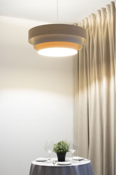 Lustră suspendată cu cablu TRINITI 1xE27/60W/230V diam. 40 cm bej/crem